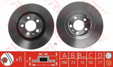 Seat Leon Ön Fren Diski 1.8 125 Beygir / 1.9 TDI 90/110 Beygir 280 mm Çap 2000-2005 TRW
