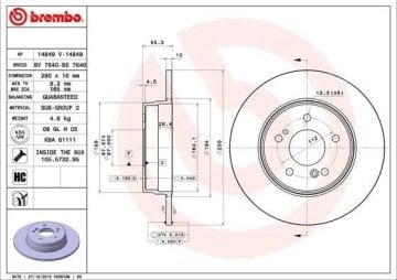 Mercedes C Serisi W203 Kasa C180 Kompressor Arka Fren Diski 290 mm Çap AMG Spor Paket İçin 2001-2006 BREMBO