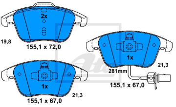 Audi A4 Ön Fren Balatası 2.0 TDI 143 Beygir / 314 mm Disk İçin 2008-2015 ATE ORIGINAL