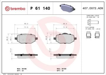 Opel Corsa F Arka Fren Balatası Elektrikli El Freni İçin 2019 Sonrası BREMBO