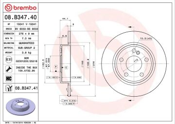 Mercedes B Serisi W246 Kasa B180 Arka Fren Diski 276 mm Çap AMG Spor Paket 2012-2018 BREMBO