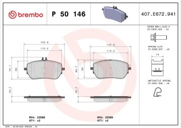 Mercedes 118 Kasa CLA180 Ön Fren Balatası Standart Paket İçin 2019 Sonrası BREMBO