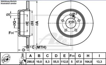 Mercedes E Serisi 210 Kasa Arka Fren Diski E200 Kompresör 186 Beygir 290 mm Çap 1996-2002 ATE ORIGINAL