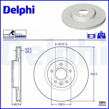 Volvo C30 T5 Ön Fren Diski 2.5 Turbo 300 mm Çap 2007-2012 DELPHI
