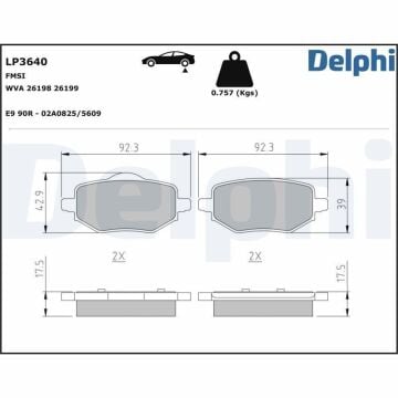 Opel Corsa F Arka Fren Balatası Elektrikli El Freni İçin 2019 Sonrası DELPHI