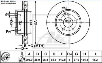 Mercedes E Serisi W212 Kasa E200 CGI Ön Fren Diski 295 mm Çap Standart Paket İçin 2009-2015 ATE ORIGINAL