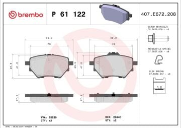 Opel Mokka-e Arka Fren Balatası 136 Beygir 2020 Sonrası BREMBO