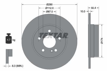 Mercedes C Serisi W203 Kasa C320 Arka Fren Diski 290 mm Çap 2001-2006 TEXTAR