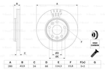 Renault Laguna 3 Ön Fren Diski 1.5 dci 280 mm Çap 2008-2015 BOSCH