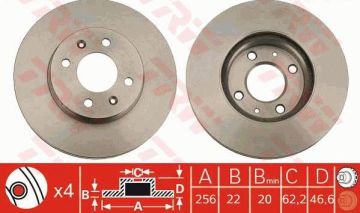 Hyundai i20 Ön Fren Diski 1.4 Benzinli 256 mm Çap 2009-2014 TRW