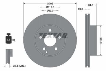 Mercedes E Serisi W212 Kasa E200 CGI Ön Fren Diski 295 mm Çap Standart Paket İçin 2009-2015 TEXTAR