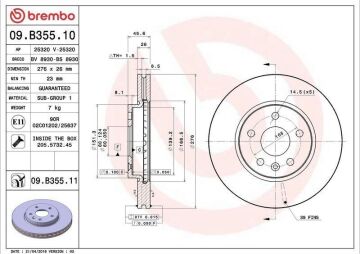 Opel Astra K Ön Fren Diski 1.2 Turbo 110 Beygir 276 mm Çap 2016-2022 BREMBO