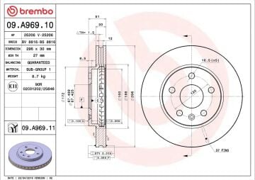 Opel Insignia A Ön Fren Diski 1.4 Turbo 140 Beygir 2008-2016 BREMBO