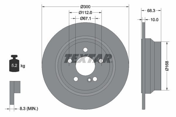 Mercedes 212 Kasa Arka Fren Diski Düz 300 mm TEXTAR