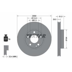 Mercedes B Serisi W246 Kasa B180 CDI Ön Fren Diski 280 mm Çap Standart Paket 2012-2018 TEXTAR