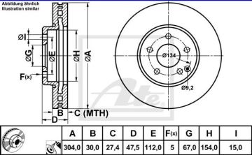 Mercedes 211 Kasa Ön Fren Diski 4MATIC 304 mm ATE