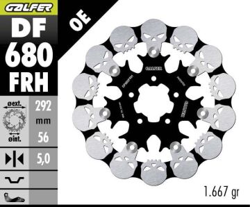 Harley Davidson Fat Boy Lo Flstfi Ön Fren Diski 292 mm 2001 2006 Arası GALFER DALGALI HAREKETLİ ALÜMİNYUM DİSK KURU KAFA SKULL DESIGN