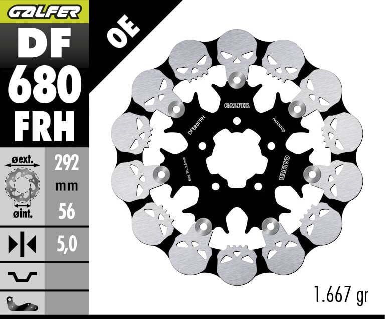 Harley Davidson Forty-Eight Xl1200X Ön Fren Diski 292 mm 2010 2014 Arası GALFER DALGALI HAREKETLİ ALÜMİNYUM DİSK KURU KAFA SKULL DESIGN