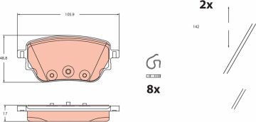Mercedes CLA Serisi W118 Kasa CLA180d 1.5 116 Beygir Arka Fren Balatası Standart Paket 2019 Sonrası TRW