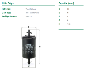 Citroen C4 Picasso Benzin Filtresi 1.6 THP 156 Beygir 2007-2012 MANN