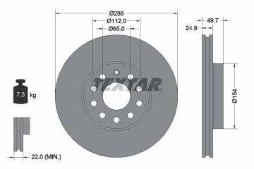 Audi A3 Ön Fren Diski 30 TFSI 1.0 110 Beygir 288 mm Çap 2020 Sonrası TEXTAR