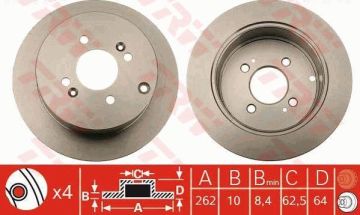 Hyundai Accent Era Arka Fren Diski 262 mm Çap 2006-2012 TRW
