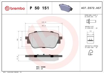 Mercedes 247 Kasa GLA200 Arka Fren Balatası Standart Paket İçin 2020 Sonrası BREMBO