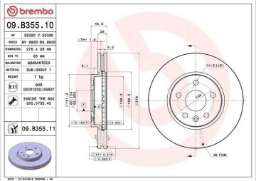 Opel Astra K Ön Fren Diski 1.0 Turbo 105 Beygir 276 mm Çap 2016-2022 BREMBO