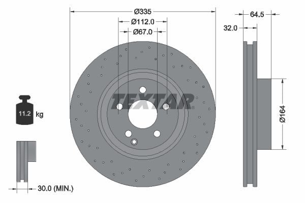 Mercedes S Serisi 221 Kasa Ön Fren Diski S320 / S350 / S400 / S500 335 mm Çap Orijinal Tip TEXTAR