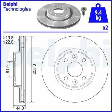 Dacia Sandero Ön Fren Diski 1.5 DCi 90 Beygir 258 mm Çap 2013-2020 DELPHI