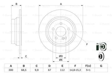 Mercedes E Serisi W211 Kasa E200 Kompressor Arka Fren Diski Standart Paket 300 mm Çap 2002-2009 BOSCH