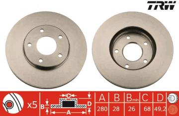 Nissan Primera Ön Fren Diski 280 mm Çap P12 Kasa 2002-2008 TRW