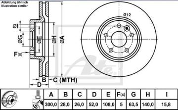 Volvo S60 2.Nesil Ön Fren Diski 1.6 Dizel D2 115 Beygir 300 mm Çap 2010-2018 ATE ORIGINAL