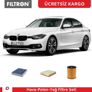 BMW 3 Serisi F30 Kasa 320i Periyodik Filtre Bakım Seti 170 Beygir 3 Parça 2012 2020 FILTRON
