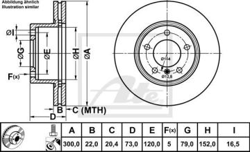 BMW 3 Serisi F30 318i Ön Fren Diski 300 mm Çap 2015-2019 ATE ORIGINAL