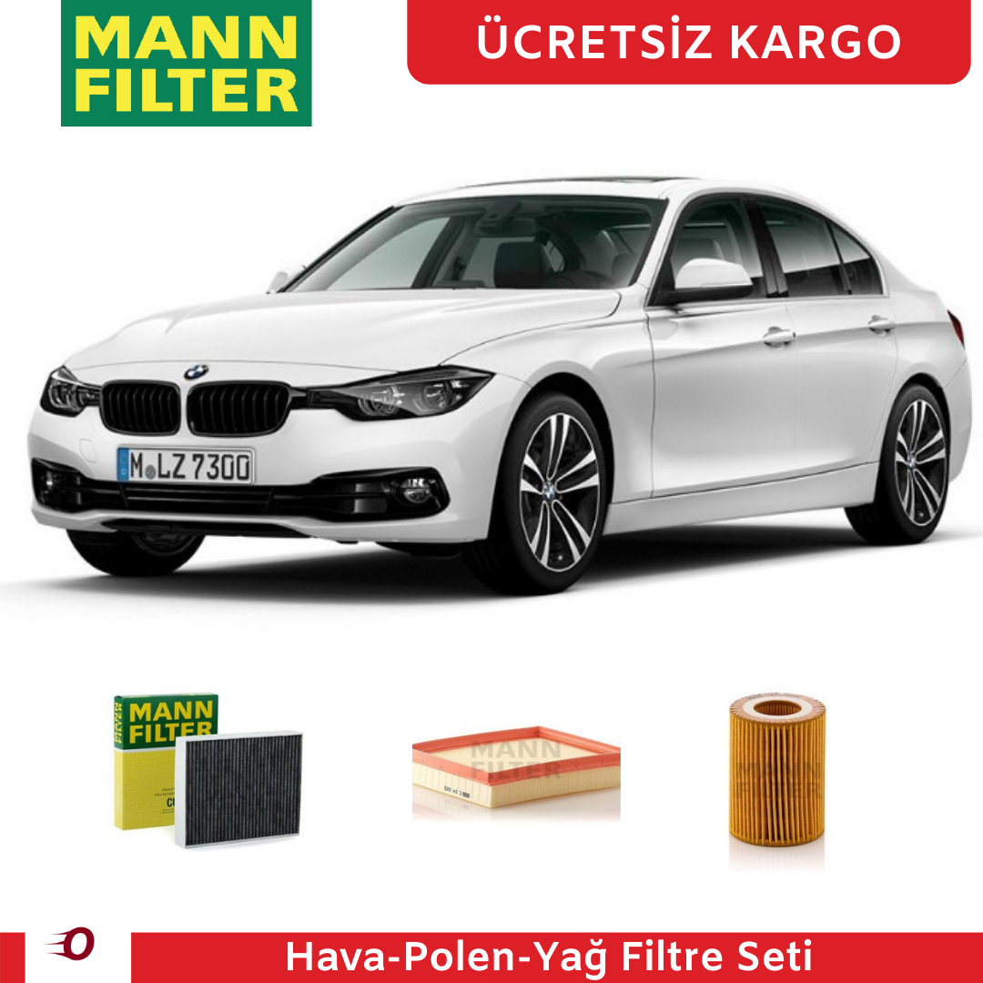 BMW 3 Serisi F30 Kasa 320i Periyodik Filtre Bakım Seti 170 Beygir 3 Parça 2012-2019 MANN