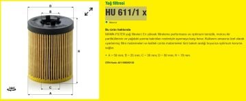 Opel Vectra B Yağ Filtresi 1.8 16V 115 Beygir 1998-2002 MANN