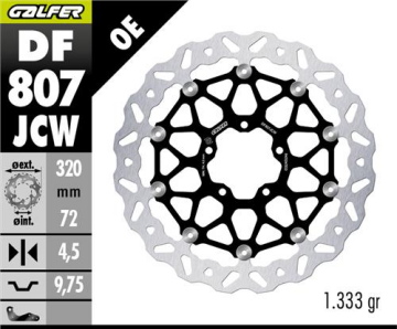 Ducati Monster 797 Ön Fren Diski 320 mm 2017 Sonrası GALFER DALGALI HAREKETLİ ALÜMİNYUM DİSK