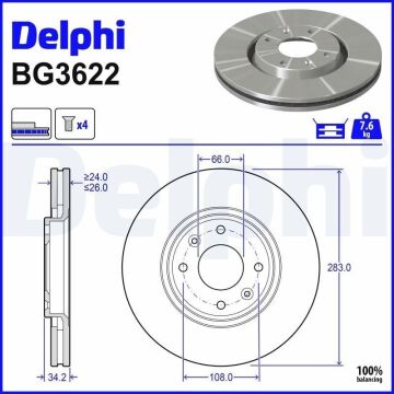Peugeot 307 Ön Fren Diski 2.0 HDi 90 Beygir 283 mm Çap 2001-2008 DELPHI
