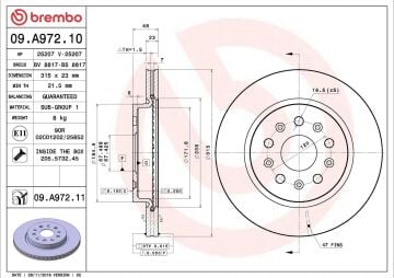 Opel Insignia A Arka Fren Diski 2.0 CDTI 195 Beygir 2008-2016 BREMBO