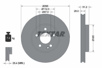 Mercedes CLA Serisi W117 Kasa CLA180 Ön Fren Diski 295 mm Çap Standart Paket 2013-2019 TEXTAR