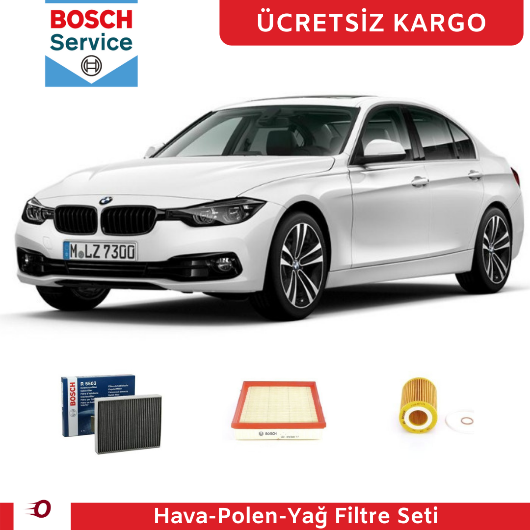 BMW 3 Serisi F30 Kasa 320i Periyodik Filtre Bakım Seti 170 Beygir 3 Parça 2012-2020 BOSCH
