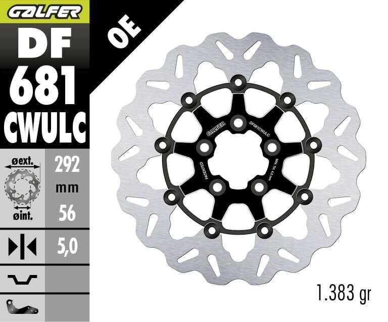 Harley Davidson Softail Standard Fxst Arka Fren Diski 292 mm 2020 2024 Arası GALFER DALGALI HAREKETLİ ALÜMİNYUM DİSK
