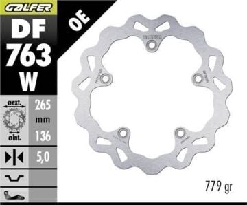 BMW R Nine T Scrambler Arka Fren Diski 265 mm 2016-2023 GALFER DALGALI SABİT DİSK