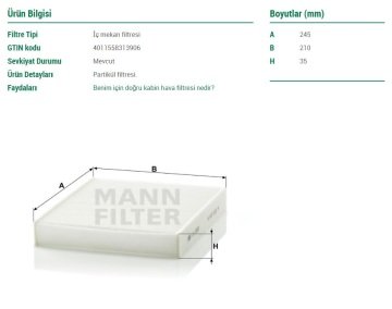 Ford Focus C-Max Polen Filtresi Bütün Modellere 2007-2011 MANN