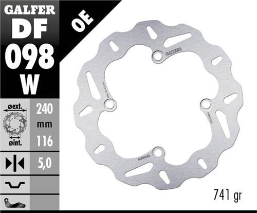 Honda X-ADV 750 Arka Fren Diski 240 x 5 mm 2017 Sonrası GALFER DALGALI SABİT DİSK