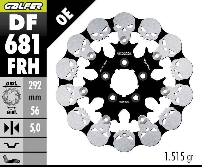 Harley Davidson Low Rider S Fxlrs Arka Fren Diski 292 mm 2020 2026 Arası GALFER DALGALI HAREKETLİ ALÜMİNYUM DİSK KURU KAFA SKULL DESIGN