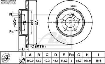 Mercedes C Serisi W205 Kasa C220 Arka Fren Diski 300 mm Çap Standart Paket İçin 2014-2021 ATE ORIGINAL