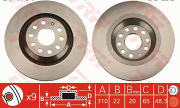 Audi S3 Arka Fren Diski 2.0 TFSI 310 mm Çap 2013-2020 TRW