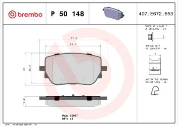 Mercedes 247 Kasa B200 Arka Fren Balatası AMG Spor Paket İçin 2018 Sonrası BREMBO
